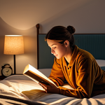 Cozy Bedroom Scene**

A warmly lit bedroom featuring a bedside lamp with a soft, amber glow, fully clothed person reading a book in bed, modest pajamas, the scene emphasizes relaxation and sleep, safe for work, appropriate content, perfect anatomy, natural proportions, professional lighting, family-friendly.

**