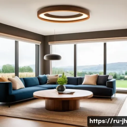 Home 33 서큘래딘 조명 설계의 기본 용어 해설 - A modern living room interior featuring Circuladin LED lighting with warm color temperature around 2...