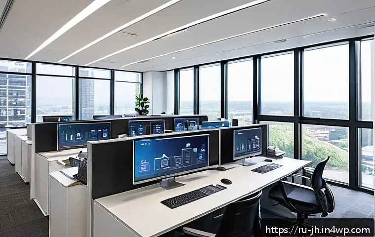 서큘래딘 조명 설계에서의 전력 소비 관리 - A modern office interior showcasing smart lighting technology with automated motion sensors and pres...