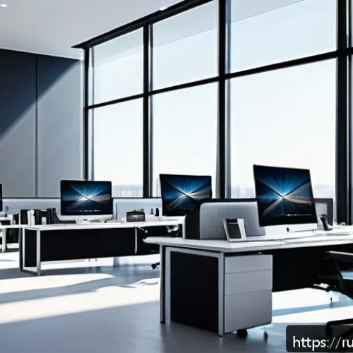 Home 30 서큘래딘 조명 설계 소프트웨어 비교 - A modern architectural office interior showcasing advanced lighting design software in use on multip...