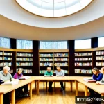 Home 23 서큘래딘 조명 설계의 사회적 가치 - Photorealistic community library in a renovated Moscow residential district, circular lighting desig...